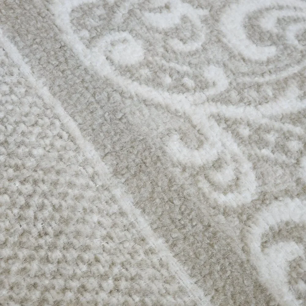 VTG Cream Beige Reversible Damask Floral Coverlet Bedspread French‎ Twin Full